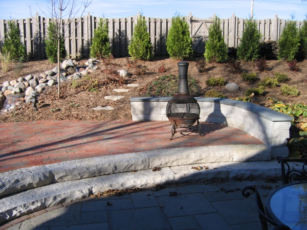 Brick Paver Patio with Fieldstone Stairs Cedarburg